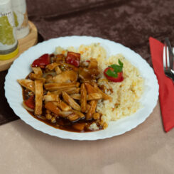 Meniu nr.10 - Piept de pui in sos dulce/acrisor -150G