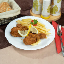 Copanele de pui barbecue / Cartofi pai / Maioneza sau ketchup - 400G